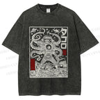 Unisex Vintage Japanese Monster Printed Washed Tee