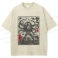Unisex Vintage Japanese Monster Printed Washed Tee