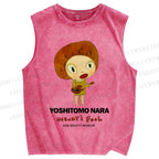 Unisex Yoshitomo Nara Printed Washed Tank Top