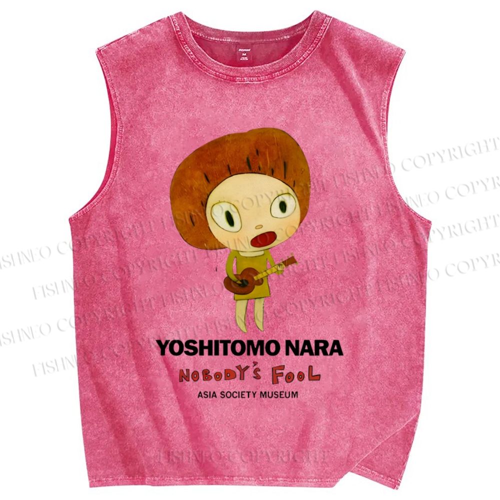 Unisex Yoshitomo Nara Printed Washed Tank Top