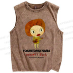 Unisex Yoshitomo Nara Printed Washed Tank Top