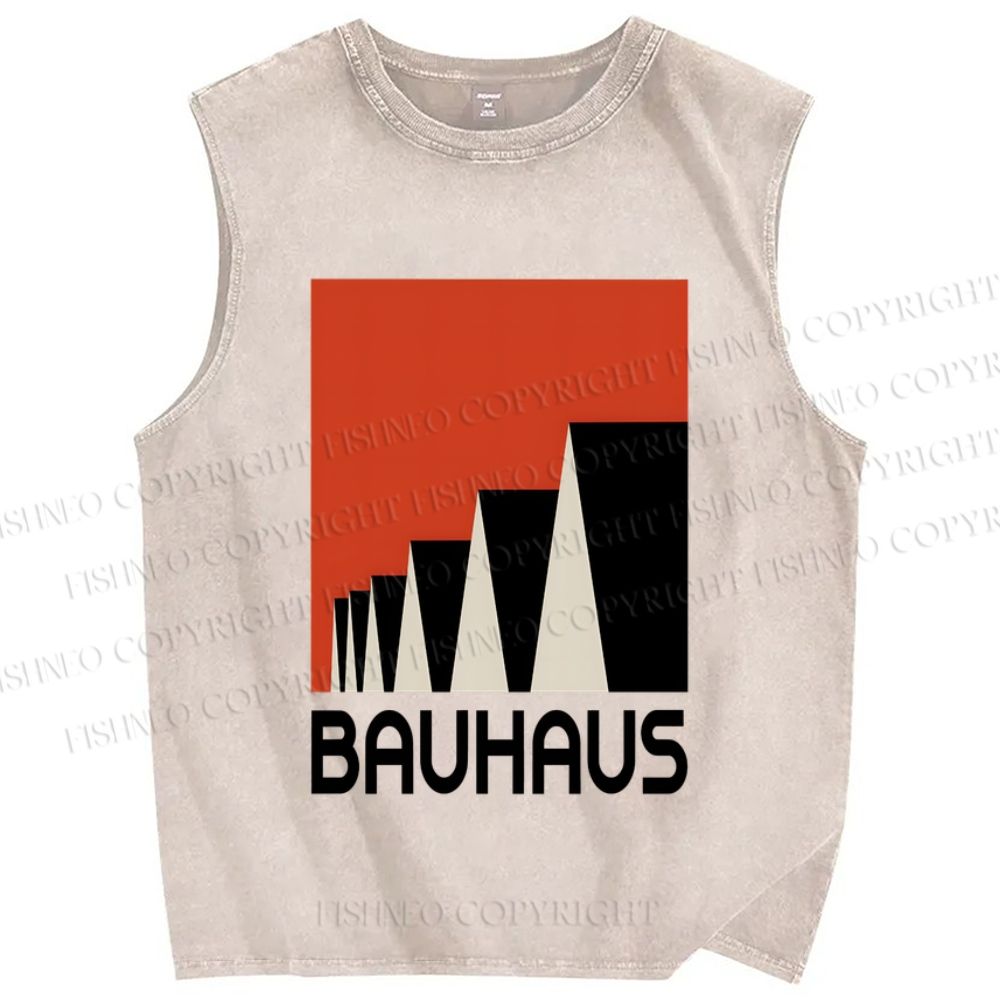 Unisex Bauhaus Art Geometry Printed Washed Tank Top