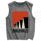 Unisex Bauhaus Art Geometry Printed Washed Tank Top