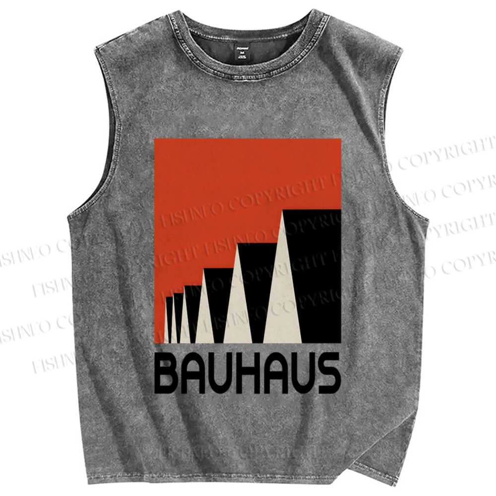 Unisex Bauhaus Art Geometry Printed Washed Tank Top