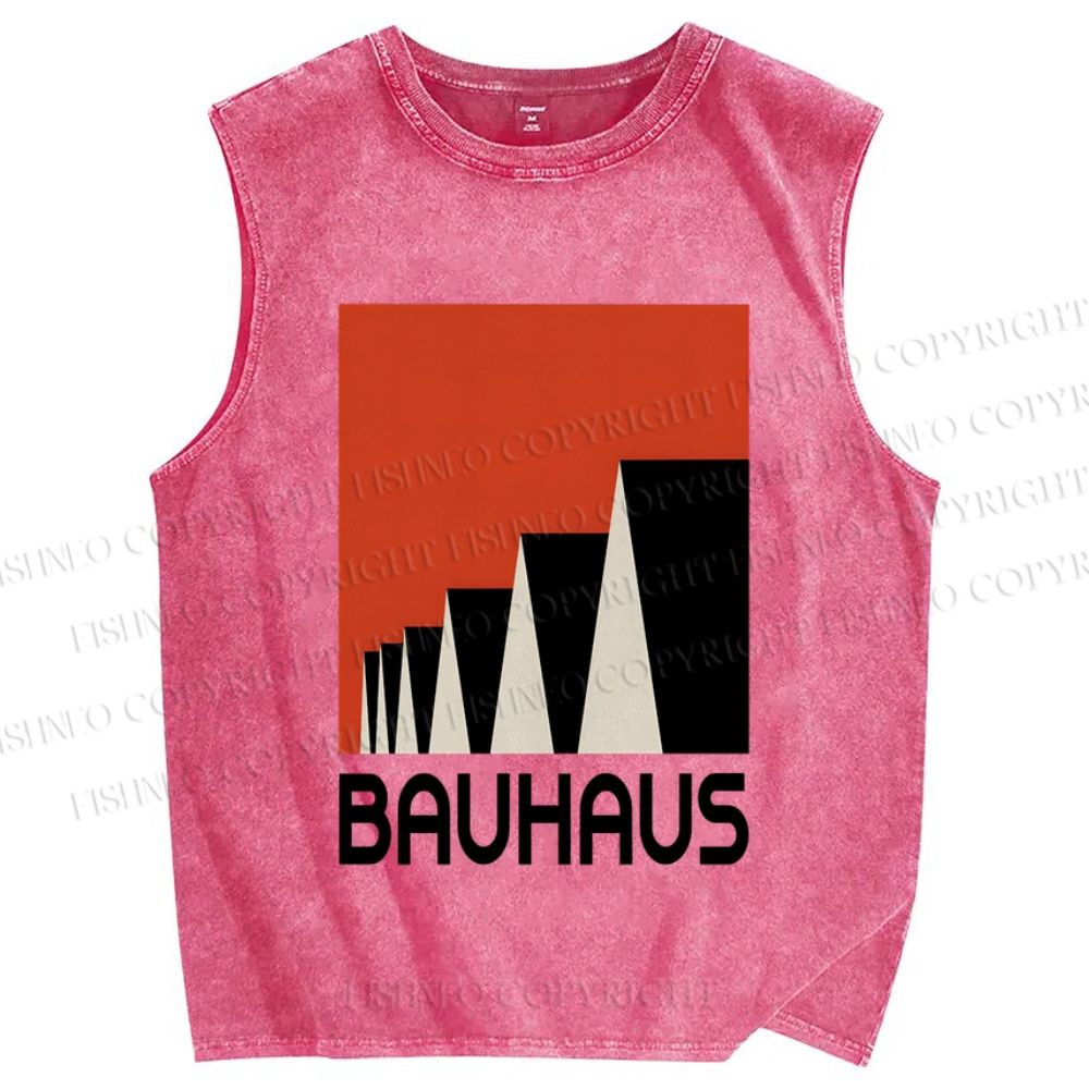 Unisex Bauhaus Art Geometry Printed Washed Tank Top