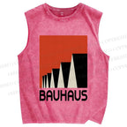 Unisex Bauhaus Art Geometry Printed Washed Tank Top