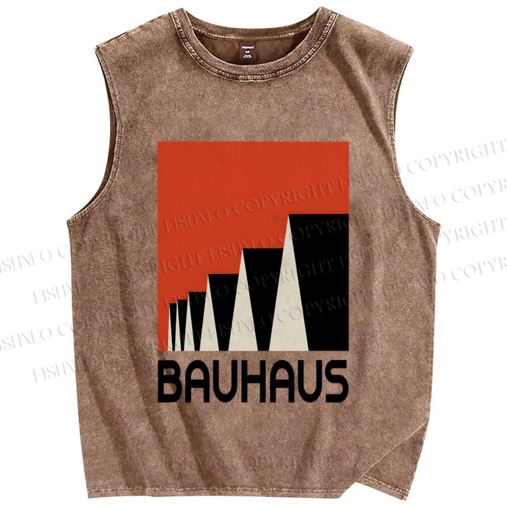 Unisex Bauhaus Art Geometry Printed Washed Tank Top