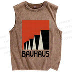 Unisex Bauhaus Art Geometry Printed Washed Tank Top