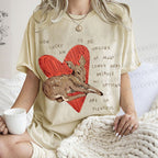 Unisex Heart Lucky Deer Printed Washed Tee