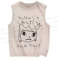 Unisex Yoshitomo Nara Printed Washed Tank Top