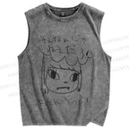Unisex Yoshitomo Nara Printed Washed Tank Top