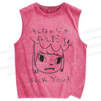 Unisex Yoshitomo Nara Printed Washed Tank Top
