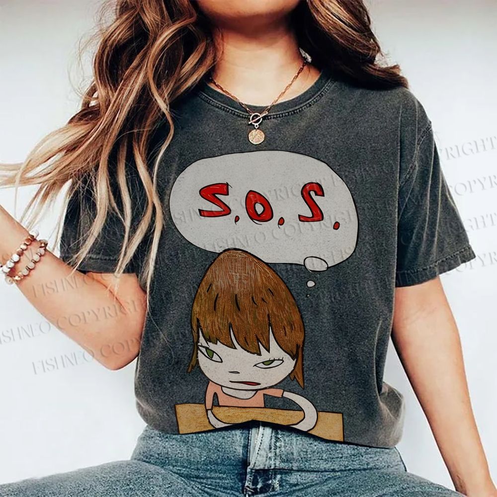 Unisex Yoshitomo Nara Printed Washed Tee