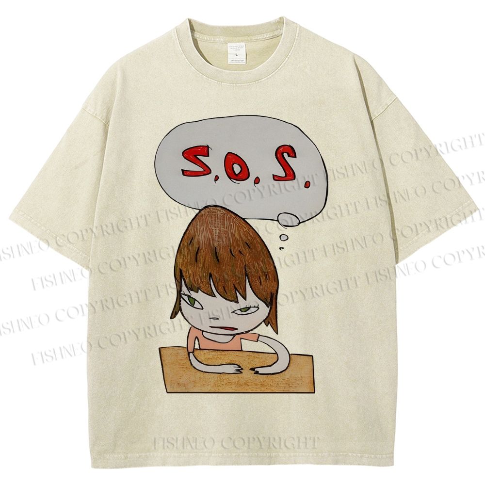 Unisex Yoshitomo Nara Printed Washed Tee