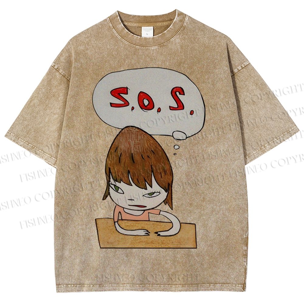 Unisex Yoshitomo Nara Printed Washed Tee