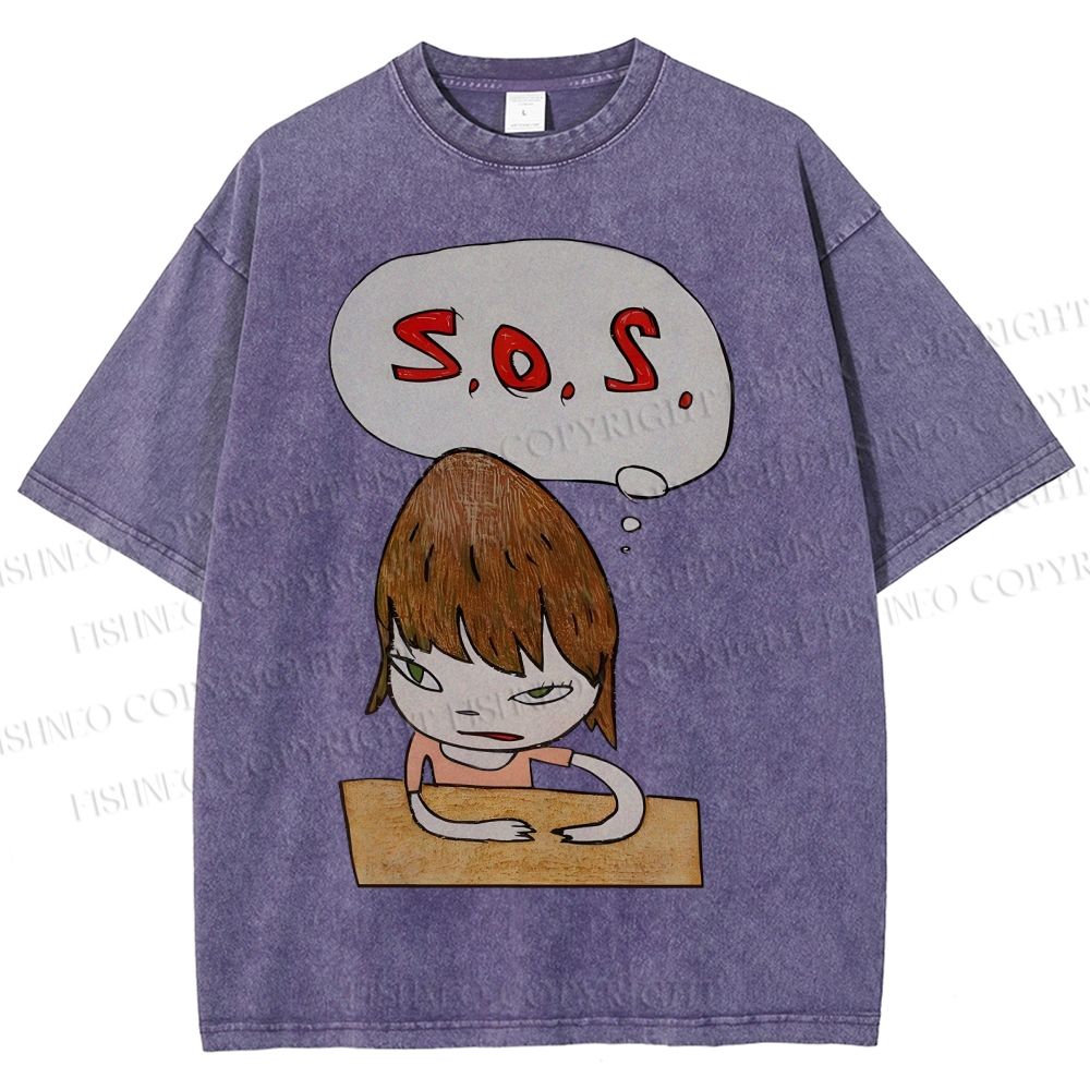 Unisex Yoshitomo Nara Printed Washed Tee