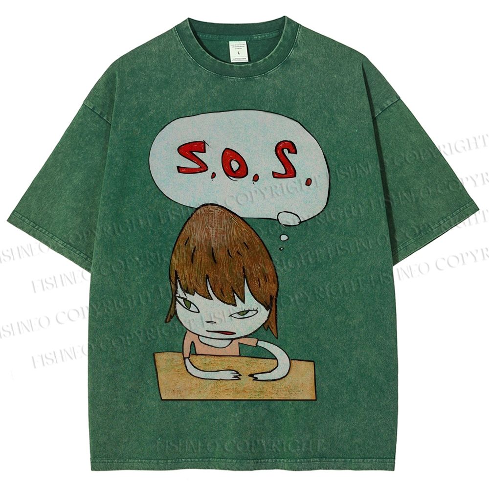 Unisex Yoshitomo Nara Printed Washed Tee