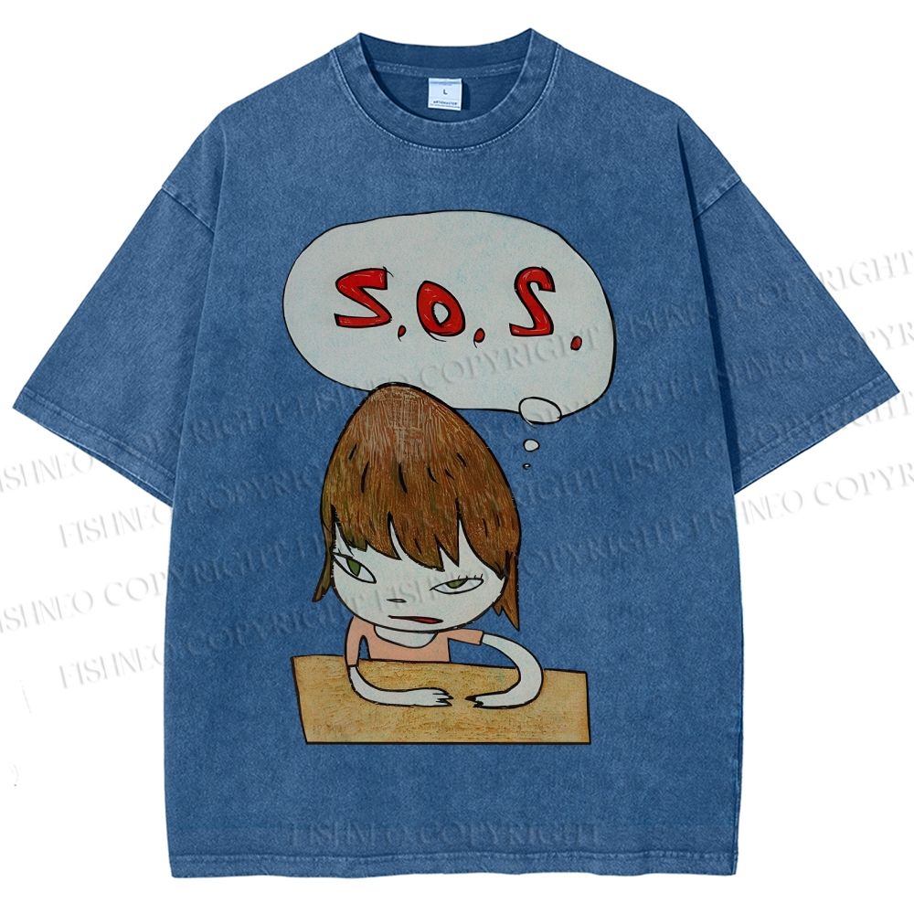 Unisex Yoshitomo Nara Printed Washed Tee