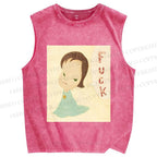 Unisex Yoshitomo Nara Printed Washed Tank Top