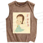Unisex Yoshitomo Nara Printed Washed Tank Top