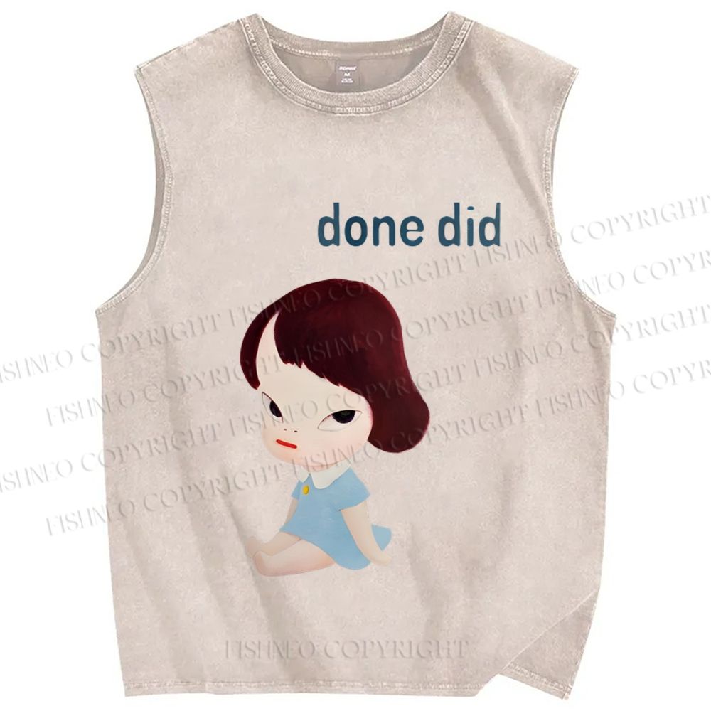 Unisex Yoshitomo Nara Printed Washed Tank Top