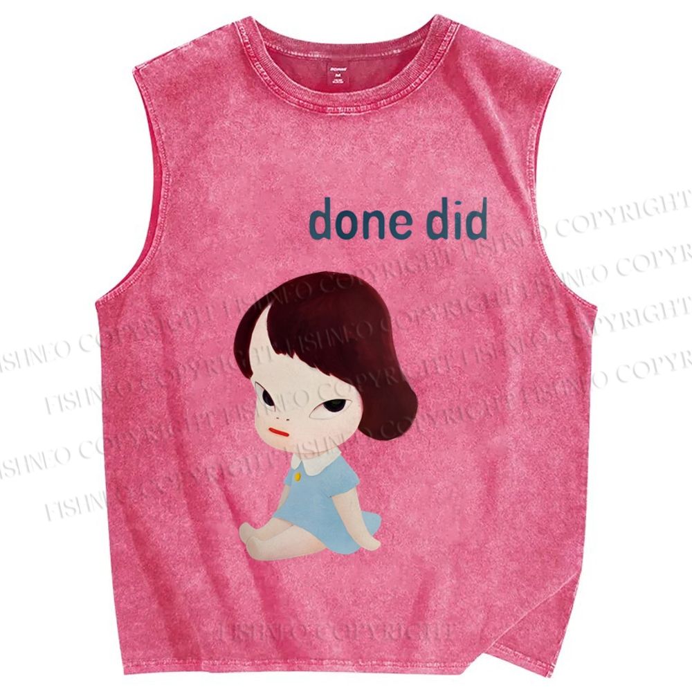 Unisex Yoshitomo Nara Printed Washed Tank Top