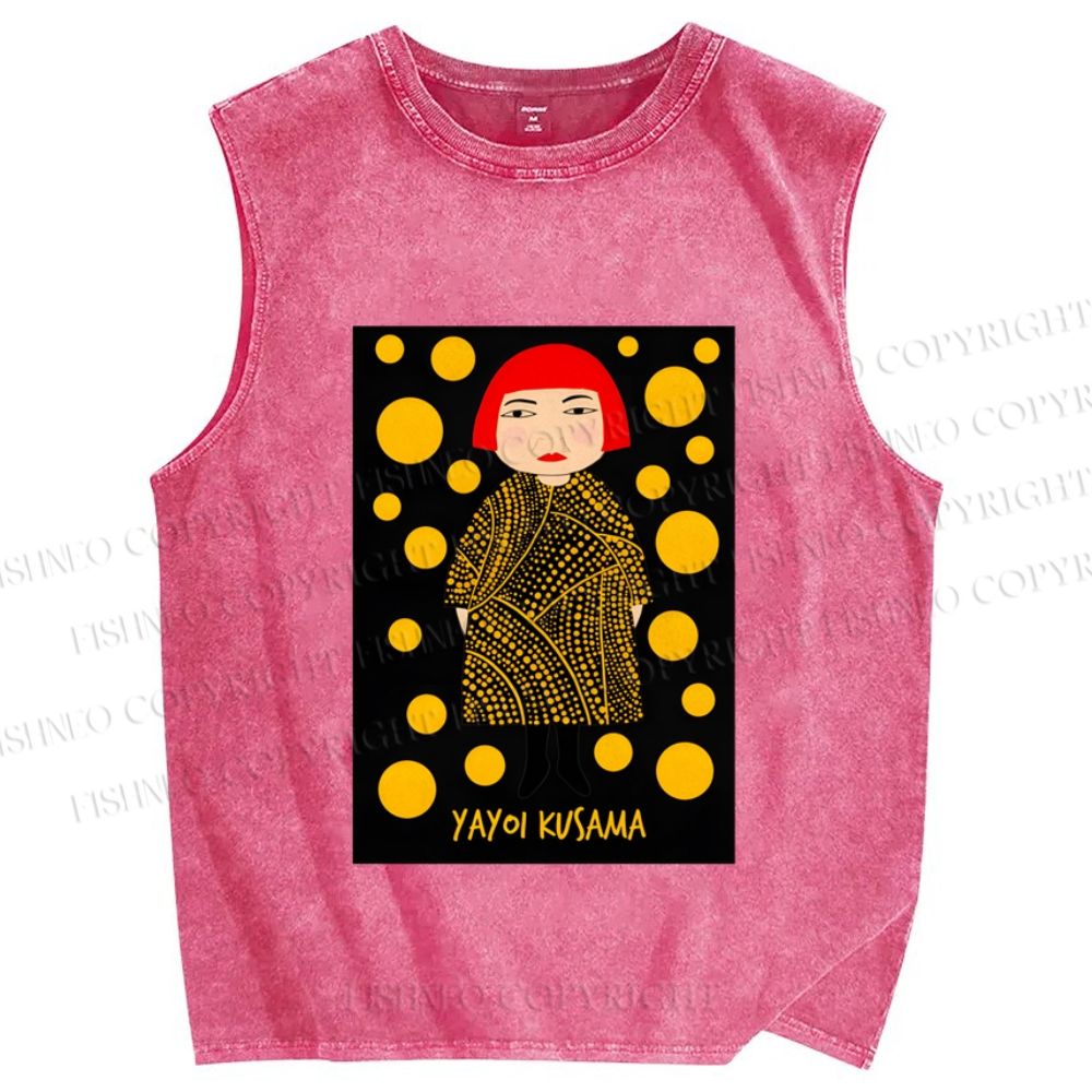 Unisex Yayoi Kusama Printed Washed Tank Top