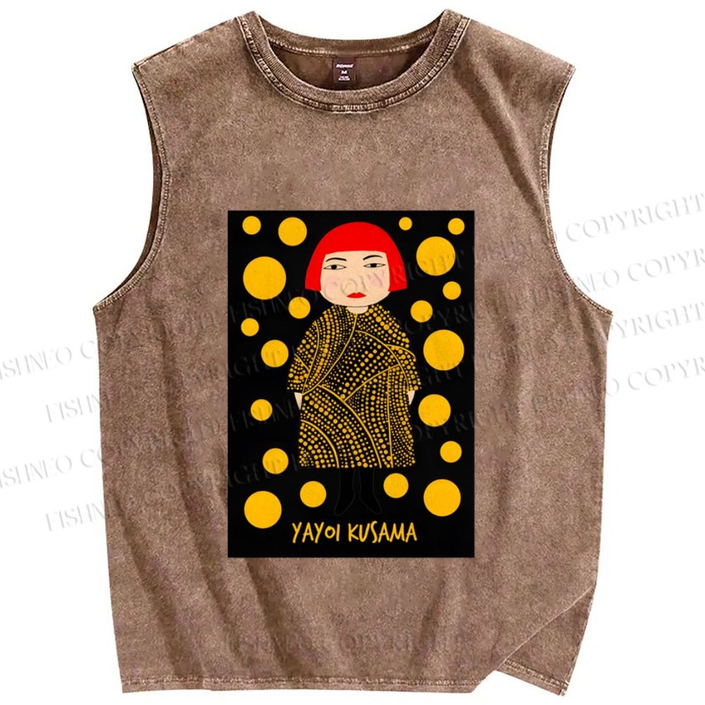 Unisex Yayoi Kusama Printed Washed Tank Top