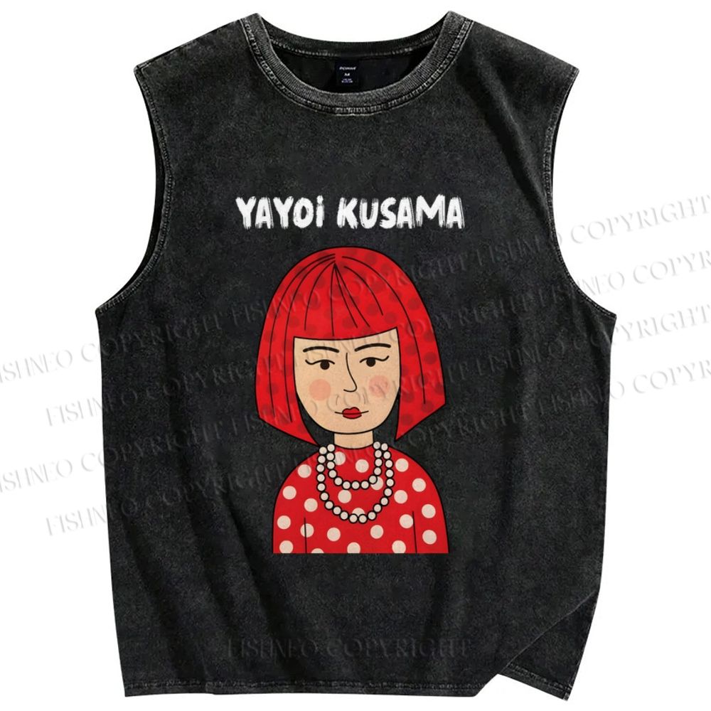 Unisex Yayoi Kusama Printed Washed Tank Top