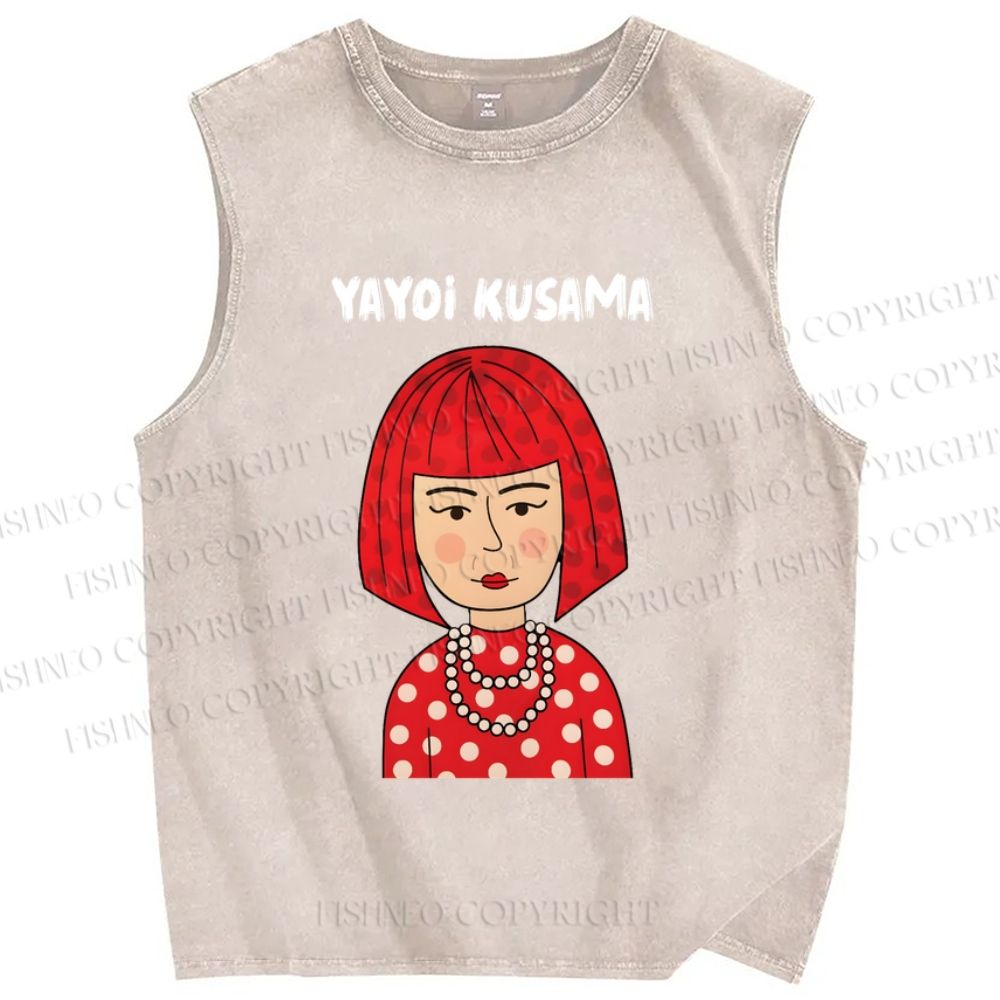 Unisex Yayoi Kusama Printed Washed Tank Top