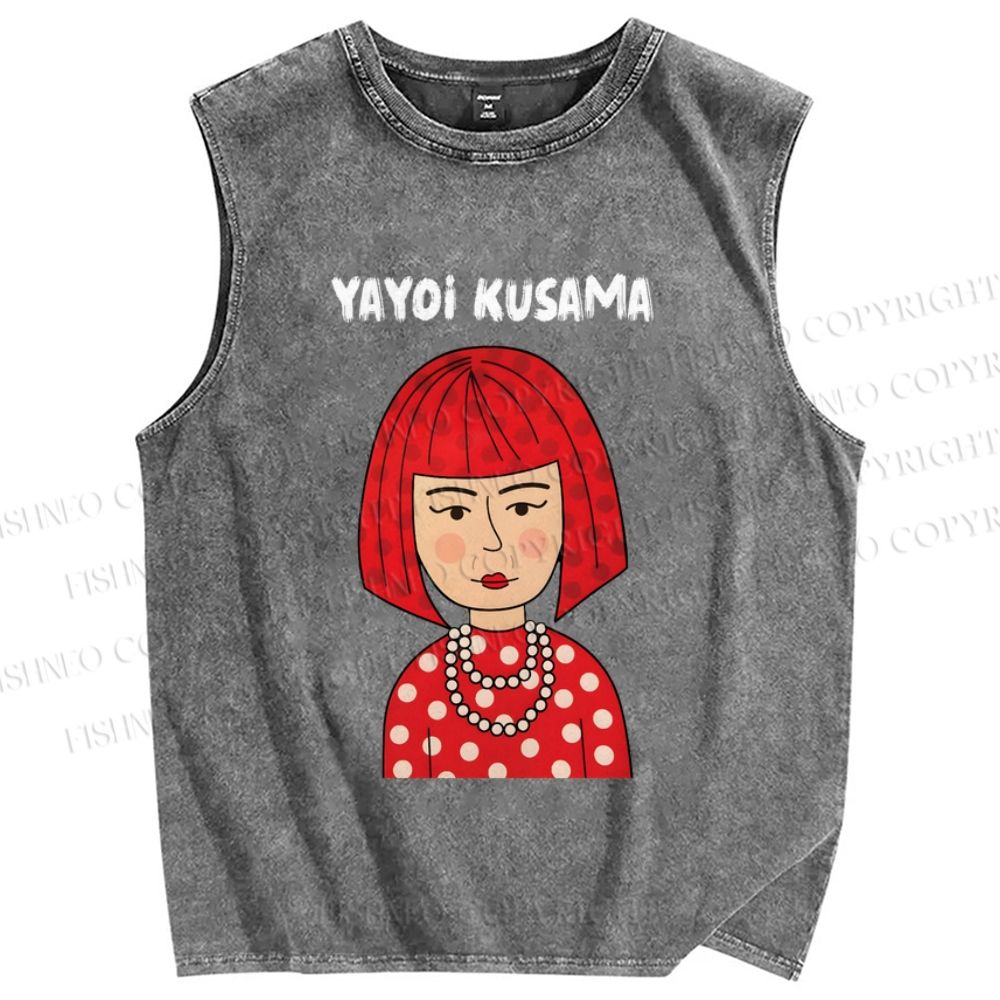 Unisex Yayoi Kusama Printed Washed Tank Top