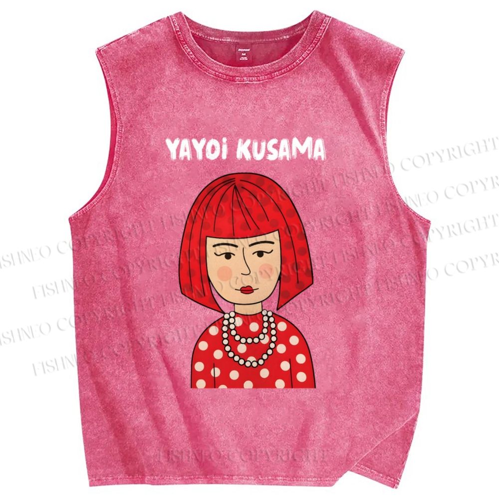 Unisex Yayoi Kusama Printed Washed Tank Top