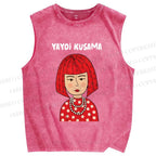 Unisex Yayoi Kusama Printed Washed Tank Top