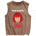 Unisex Yayoi Kusama Printed Washed Tank Top