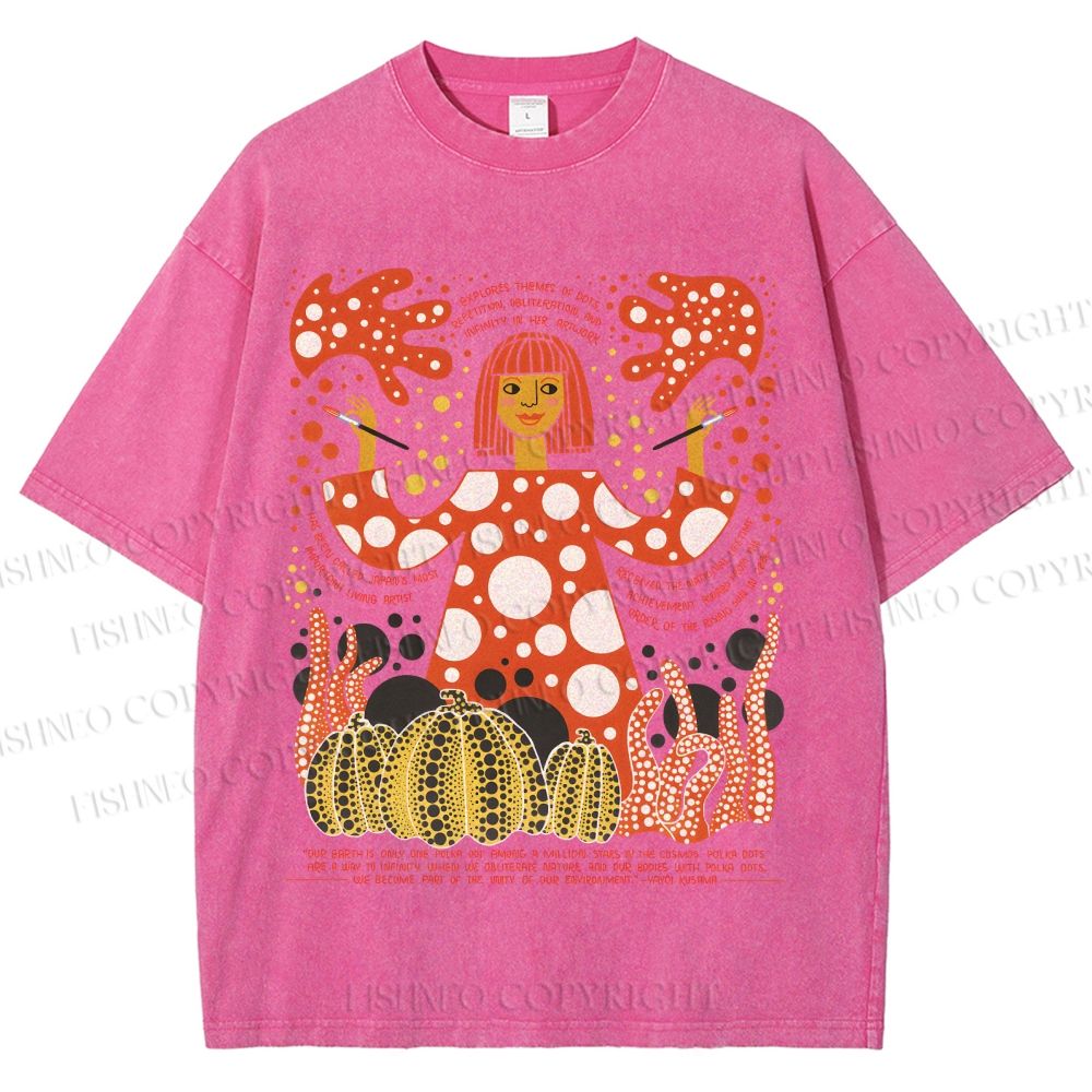Unisex Yayoi Kusama Pumpkins Printed Washed Tee