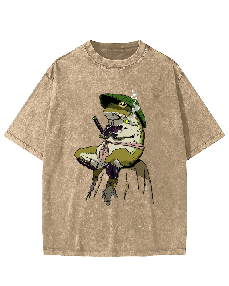 Frog Samurai Vintage Washed T-shirt