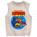 Unisex Spaceman Printed Washed Tank Top