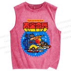 Unisex Spaceman Printed Washed Tank Top