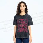 Unisex Vintage Japanese Anime Graffiti Printed Washed Tee