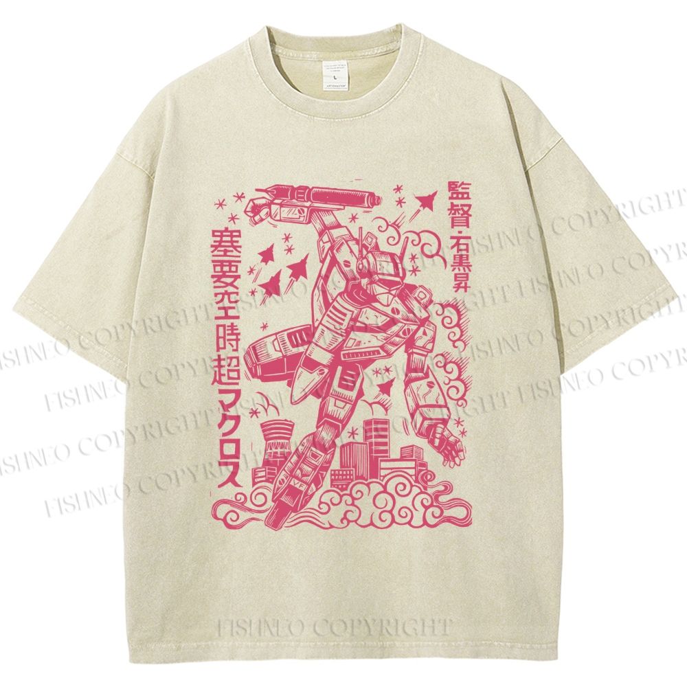 Unisex Vintage Japanese Anime Graffiti Printed Washed Tee