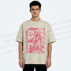 Unisex Vintage Japanese Anime Graffiti Printed Washed Tee