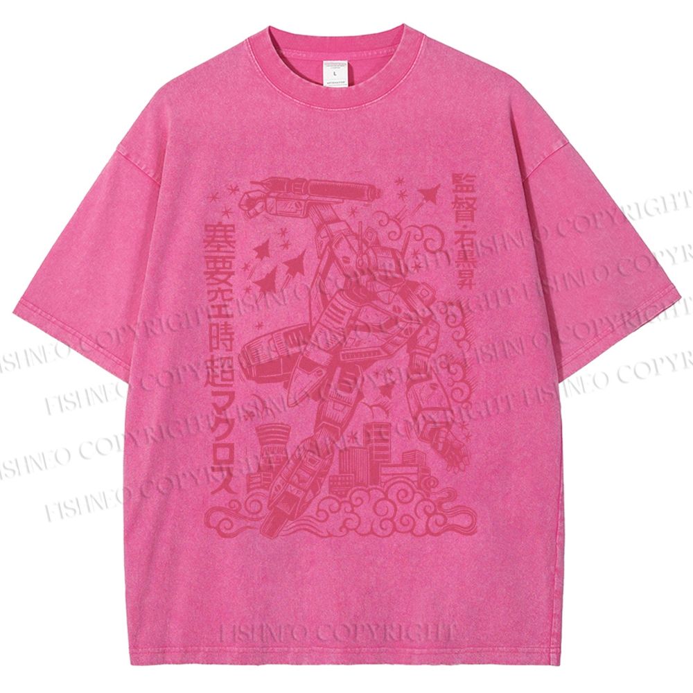 Unisex Vintage Japanese Anime Graffiti Printed Washed Tee