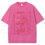 Unisex Vintage Japanese Anime Graffiti Printed Washed Tee
