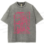 Unisex Vintage Japanese Anime Graffiti Printed Washed Tee