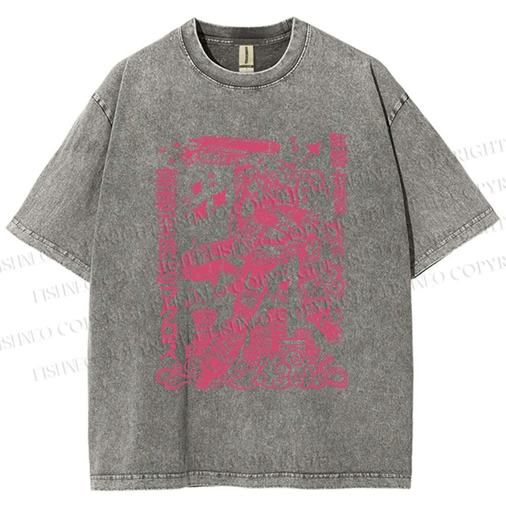 Unisex Vintage Japanese Anime Graffiti Printed Washed Tee