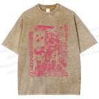 Unisex Vintage Japanese Anime Graffiti Printed Washed Tee