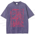 Unisex Vintage Japanese Anime Graffiti Printed Washed Tee