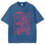 Unisex Vintage Japanese Anime Graffiti Printed Washed Tee