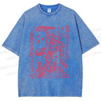 Unisex Vintage Japanese Anime Graffiti Printed Washed Tee