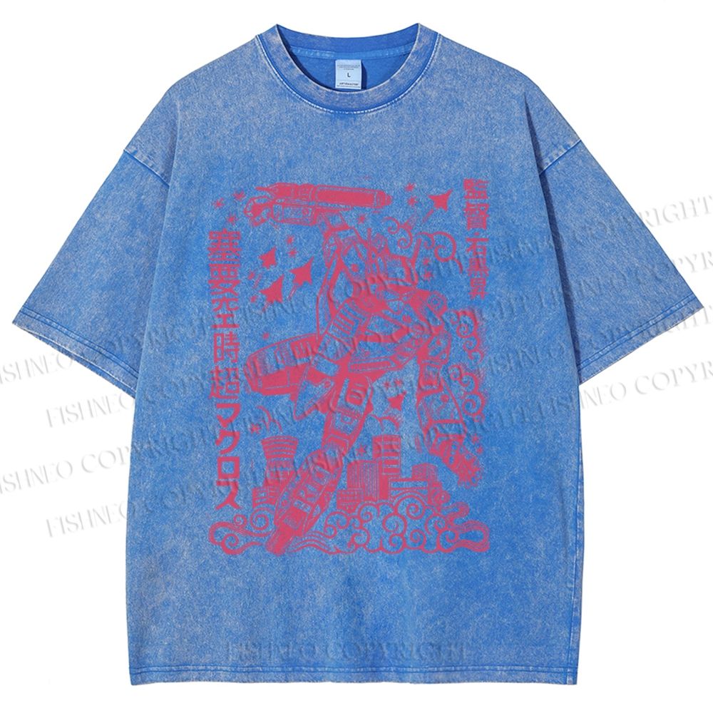 Unisex Vintage Japanese Anime Graffiti Printed Washed Tee